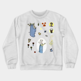 Regency Aesthetic Sheet in Cerulean, Jonquil, and Coquelicot Crewneck Sweatshirt